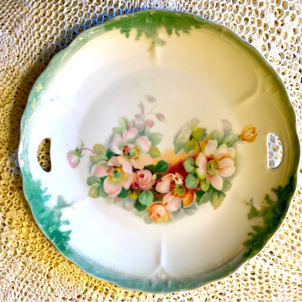Lovely Vintage/Antique Floral Painted Porcelain Plate with Maker’s Stamp
